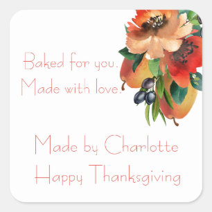 Wasserfarbe Frisch gebacken Quadratischer Aufkleber