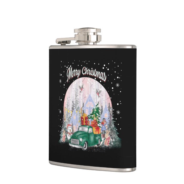 Wasserfarbe frohe Weihnachten, Auto der Geschenke Flachmann (Links)