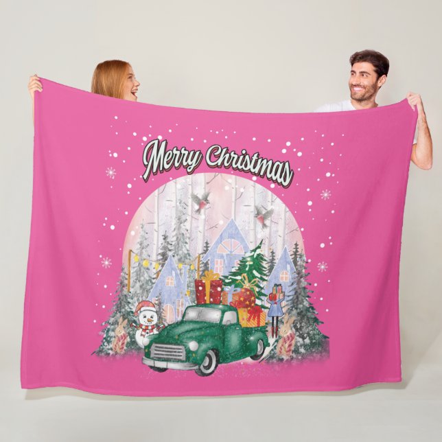 Wasserfarbe frohe Weihnachten, Auto der Geschenke Fleecedecke (Beispiel)