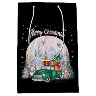 Wasserfarbe frohe Weihnachten, Auto der Geschenke Mittlere Geschenktüte