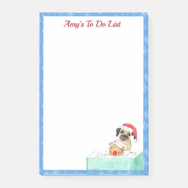 Wasserfarbe frohe Weihnachten Französischer Bulldo Post-it Klebezettel (Vorderseite)