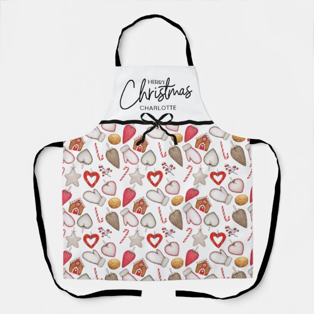 Wasserfarbe Frohe Weihnachten Individuelle Name Ur Schürze (Vorderseite)
