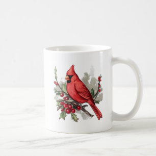 Wasserfarbe Frohe Weihnachten Roter Kardinal & Ber Kaffeetasse