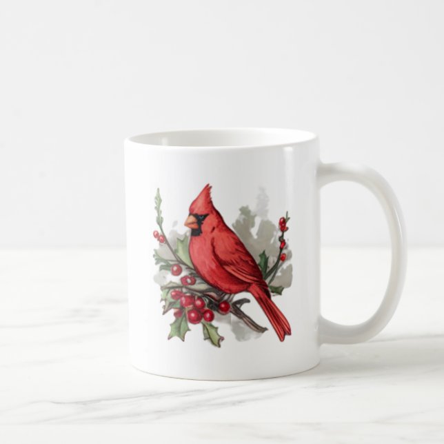 Wasserfarbe Frohe Weihnachten Roter Kardinal & Ber Kaffeetasse (Rechts)