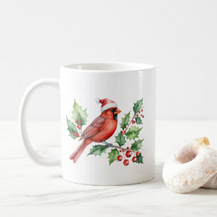 Wasserfarbe Frohe Weihnachten Roter Kardinal & Ber Kaffeetasse