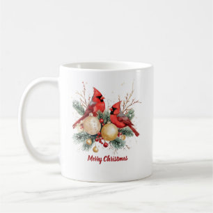 Wasserfarbe Frohe Weihnachten Roter Kardinal & Ber Kaffeetasse
