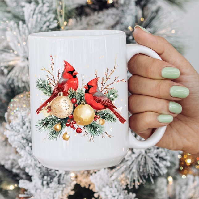 Wasserfarbe Frohe Weihnachten Roter Kardinal & Ber Kaffeetasse (Von Creator hochgeladen)