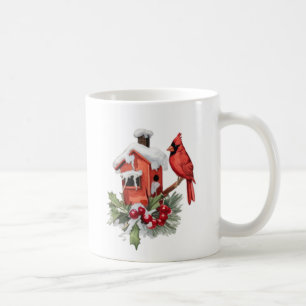 Wasserfarbe Frohe Weihnachten Roter Kardinal & Ber Kaffeetasse