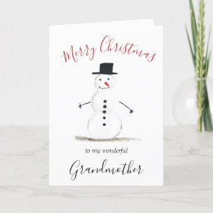 Wasserfarbe Frohe Weihnachten Snowman Großmutter