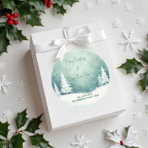 Wasserfarbe Frohe Weihnachten und glückliches Neue Runder Aufkleber