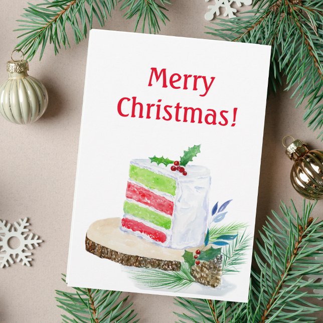 Wasserfarbe Frohe Weihnachtskuchen Karte (A festive Christmas cake as your holiday card!  )