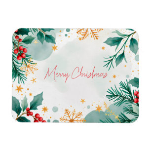 Wasserfarbe Frohe Weihnachtsmagnet mit Blätter Magnet