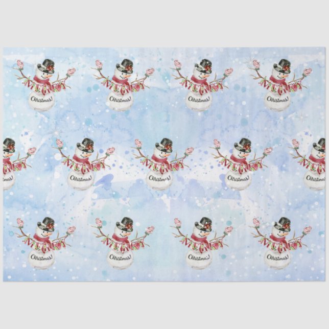 Wasserfarbe Frohe Weihnachtstypografie Niedlich Sn Seidenpapier (Vorderseite)