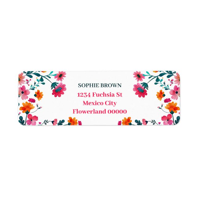 Wasserfarbe Fuchsia Blume Blumenkohle Rücksendeadr (Vorne)