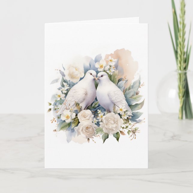 Wasserfarbe für die Hochzeitsweiße Taube Einladung (Vorderseite)