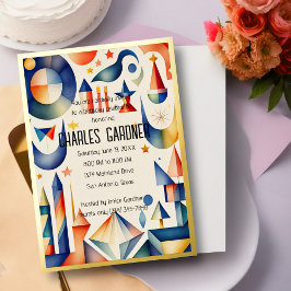 Wasserfarbe Geburtstag farbenfroh Abstrakt kubanis Folieneinladung