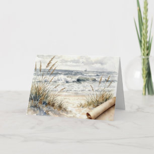 Wasserfarbe Geburtstag Strand mit gewelltem Papier Karte