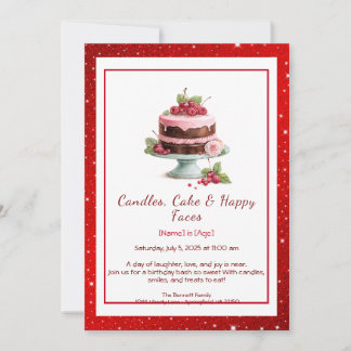 Wasserfarbe Geburtstagskuchen Einladung - Schokola