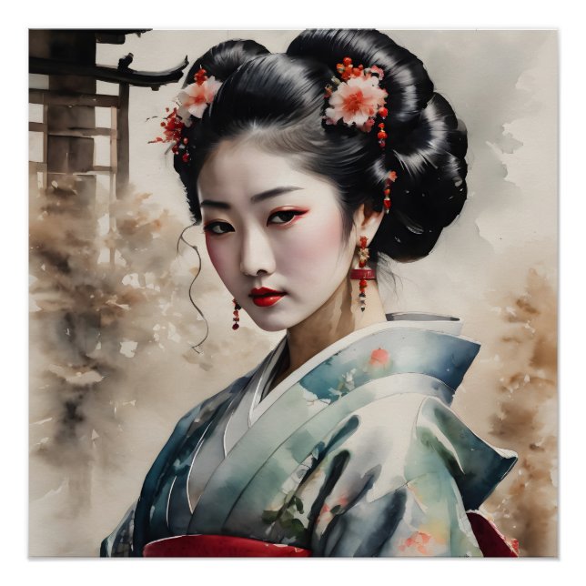 Wasserfarbe Geisha no 3 Poster (Vorderseite)