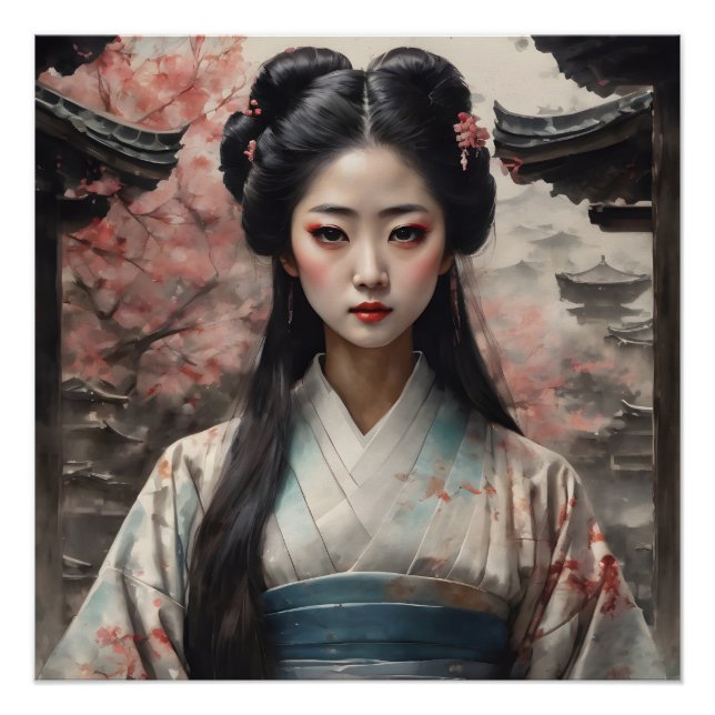 Wasserfarbe Geisha nr. 10 Poster (Vorderseite)