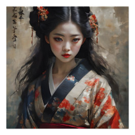 Wasserfarbe Geisha nr. 14 Poster