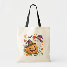Wasserfarbe-Geist & Kürbis-Halloween-Tasche