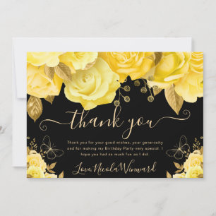 Wasserfarbe Gelbe und Goldene Blumen Geburtstag Dankeskarte