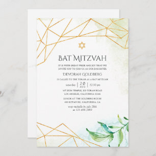 Wasserfarbe Geometrische Bat Mitzvah Einladung