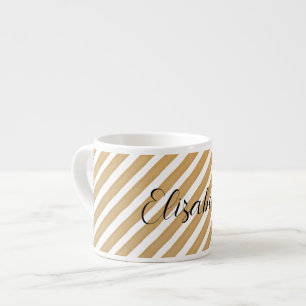 Wasserfarbe Geometrisches Streifenmuster Monogramm Espressotasse