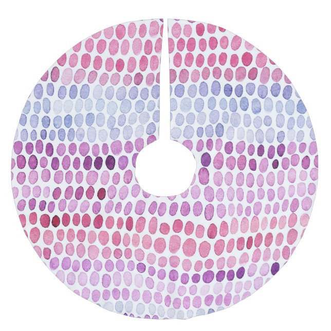 Wasserfarbe gestrichen: Rosa graue Polka Polyester Weihnachtsbaumdecke (Vorderseite)