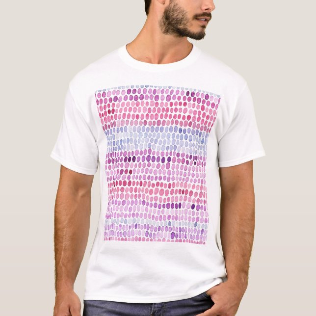 Wasserfarbe gestrichen: Rosa graue Polka T-Shirt (Vorderseite)