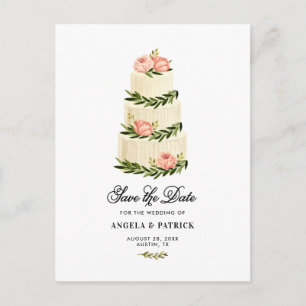 Wasserfarbe Gestufte Kuchen Save the Date Ankündigungspostkarte