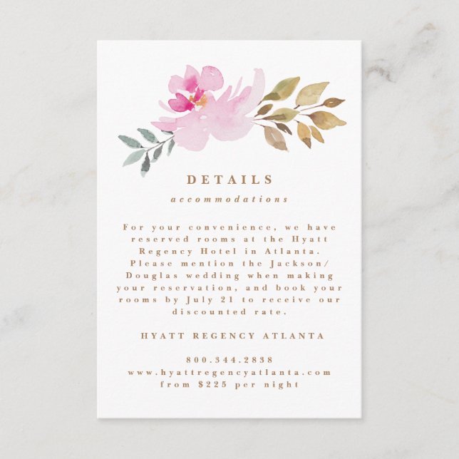 Wasserfarbe Getrocknete Florals Kunst Hochzeit Det Begleitkarte (Vorderseite)