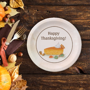 Wasserfarbe glücklich Erntedankend Pumpkin Pie Pappteller