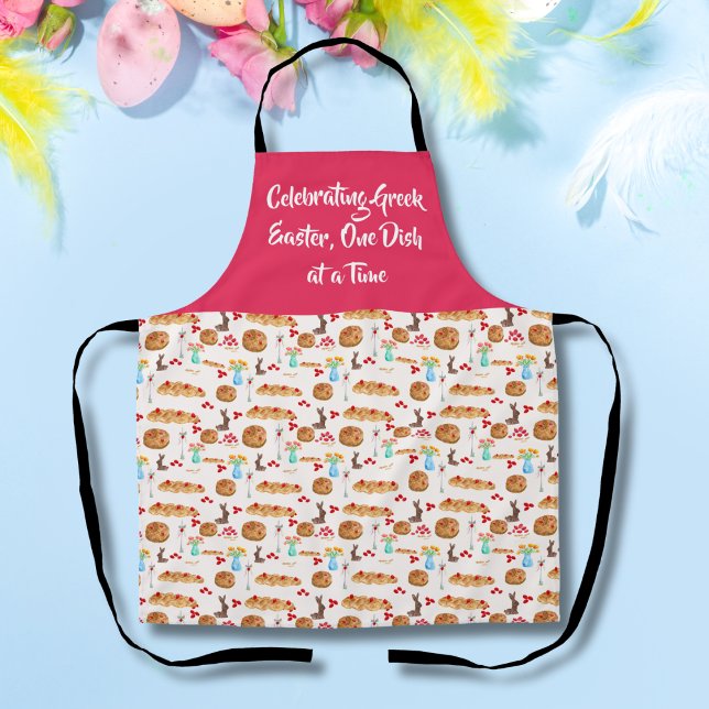 Wasserfarbe glückliche Oster Tsoureki Brot Einladu Schürze (Von Creator hochgeladen)