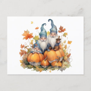 Wasserfarbe Gnome Pumpkin Erntedank Feiertagspostkarte