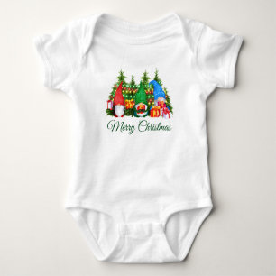 Wasserfarbe Gnomes Grün Frohe Weihnachten Baby Strampler