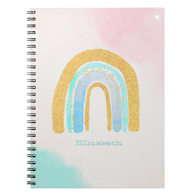 Wasserfarbe Gold Glitzer Rainbow Kissen Notizblock (Vorderseite)