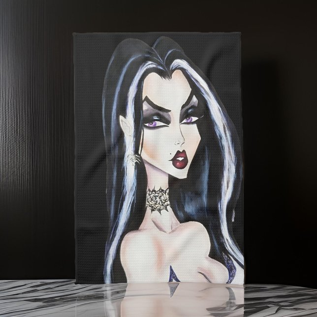 Wasserfarbe Gotische Hexe Halloween Geschirrtuch (Von Creator hochgeladen)