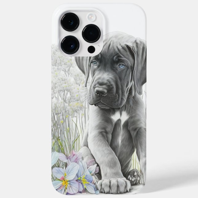 WASSERFARBE GRAU WEISS GROSSER DANE PUPPY HUND Case-Mate iPhone HÜLLE (Rückseite)