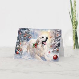 Wasserfarbe Große Pyrenäen Xmas Szene Karte