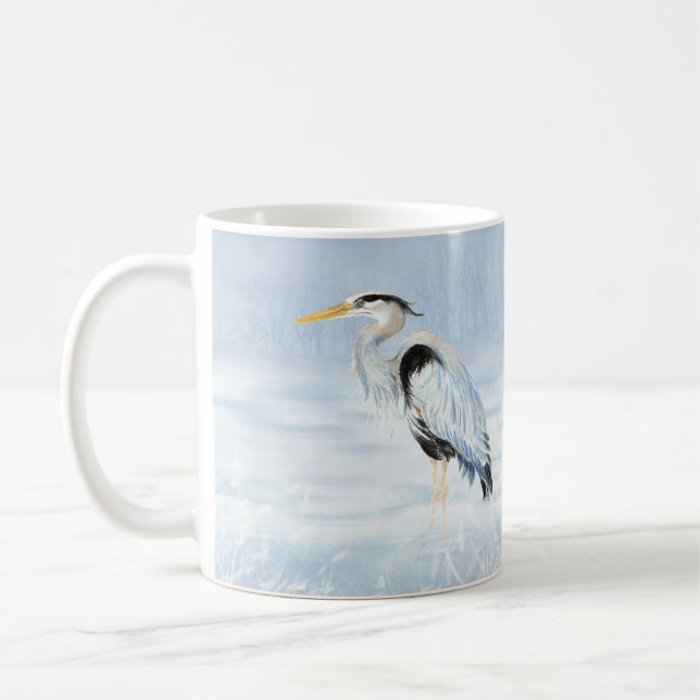 Wasserfarbe Großer Blaue Herde Bird Tasse (Links)