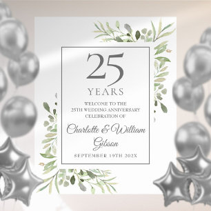 Wasserfarbe-Grün 25. Jubiläums-Willkommensschild Poster