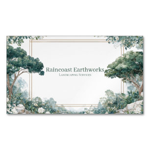 Wasserfarbe-Grün Botanik Forest Gold Rahmen Magnetische Visitenkarte