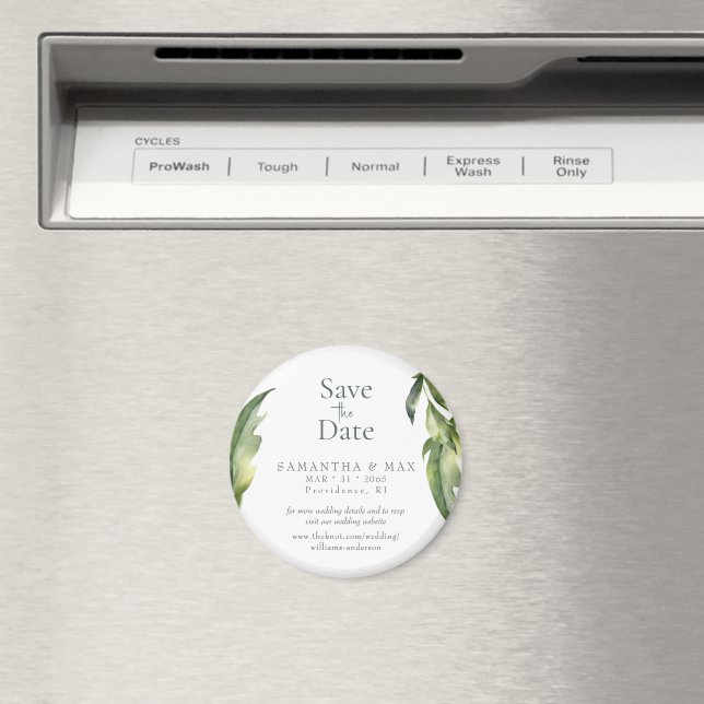 Wasserfarbe Grüne Runde Save-the-Date-Hochzeit Magnet (In Situ (Geschirrspüler))