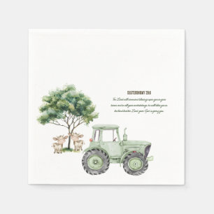Wasserfarbe Grüner Traktor Bauernhof Baby Shower S Serviette