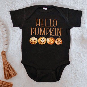 Wasserfarbe Hallo Pumpkin Halloween Herbst Herbst  Baby Strampler