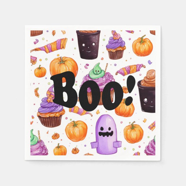 Wasserfarbe Halloween Candy Boo Serviette (Vorderseite)