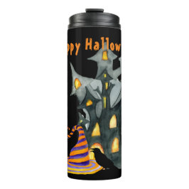 Wasserfarbe Halloween House & Hat Thermosbecher