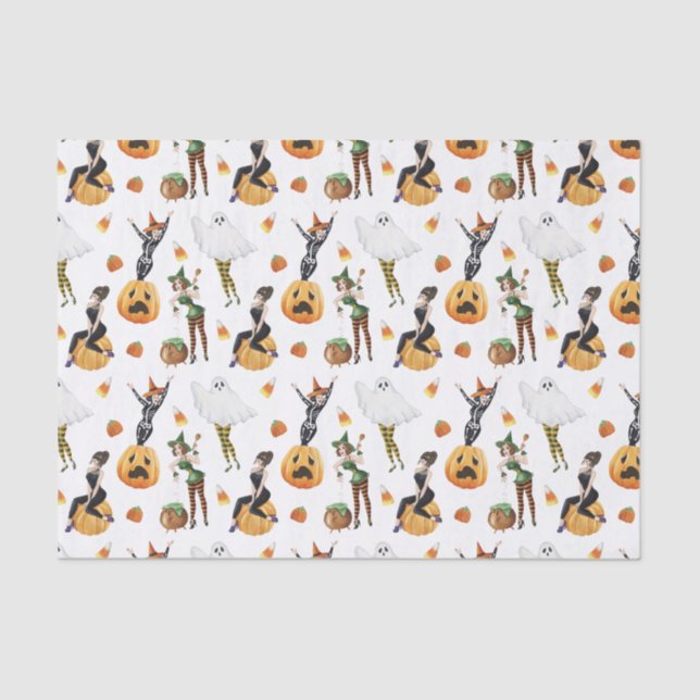 Wasserfarbe Halloween Stilftige Mode Hexenhaube La Seidenpapier (Vorderseite)